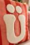 Punch Embroidered Cushion Cover - 43*43 cm - Orange Letter U - Pnk001 - 2