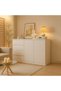 Chest of Drawers, 4-Dawer and 2-Door Wooden Storage Cabinet for Household Items and Beddins, Multifunctional Drawer Storage Cabinet for Living Room and Bedroom, DGC001 - 3
