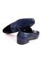 Dark Blue Color Laceless Genuine Leather Men's Shoes - 2