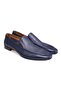 Dark Blue Color Laceless Genuine Leather Leather Sole Men's Shoes