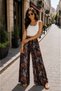 Viscose Basic High Waist Wide Leg Lace-Up Women's Trousers Dasanli - 3