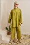 Drawstring Effect Suit Light Oil Green - 3