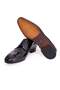 Black Color Lace-Up Genuine Leather Men's Shoes - 3