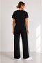 Women's Short Sleeve V-Neck Viscose Two Thread Blouse and Trousers Two-Piece Set - 5