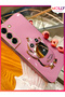 Water Green Cute Duck Stand Edge Gold Detailed Luxury Silicone Case for Samsung Galaxy S21 Fe - 2