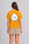Unisex Yellow Minimal Fig Linear Design Printed Cotton Short Sleeve T-Shirt - 4