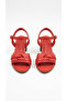 Red women's genuine leather heeled sandals 617.1563 - 4