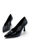 Center-Stitched Thin Heeled Shoes Stiletto Black Patent Leather 9 cm - 3