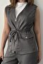 Gray Suede Vest and Pants Set - 2