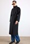 High Collar Cloak Detailed Water Repellent Trench Coat Black 6889 - 5