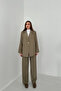 Khaki Striped Jacket and Pants Set - 4