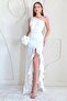 White Slit Flounce Dress