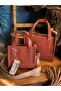 Kiremit Mini Canvas Women's Hand and Shoulder Bag with Adjustable Strap and Snap Fastener Vintage 19X16X9 cm - 3