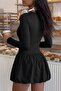 Crew Neck Mini Balloon Dress Jt9189 - 3