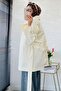 Premium Belted Trench Coat with Windbreaker Detail on the Back - Ecru - 4