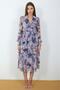 Chiffon Fabric Leaf Pattern Midi Dress - 6