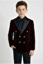 Boy's Velvet Satin Lapel Bow Tie Double-Breasted Groom Jacket