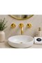 Koç 3 Hole Wall-Mounted Sink Faucet Gold – Double Handle Retro Wall-Mounted Decorative Sink Faucet