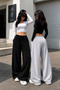 Mnk Sport Sweatpants 2 Pieces Black Gray Loose Leg Comfortable Fit Sweatpants - 2
