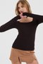 Women's Brown Square Neck Slim Fit Finger-Loop Ultra Soft Flexible Lycra Cotton Basic Body&Blouse