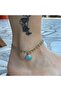 Blue Sea Shell Double Row Steel Anklet