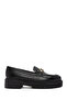 Gritti Women's Black Leather Masculine Loafer with Buckle Detail Af260000Dv