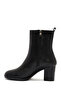 Women's Black Zippered Thick Heeled Leather Boots Wf410011Dv - 3