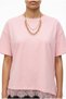 Lace Detailed Oversize Knitted T-Shirt Lub0377 Sugar Pink - 3
