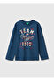 Boy's navy blue long sleeve t-shirt with front print