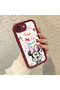 iPhone 17E Compatible Case Camera Protector Minnie Pattern Claret Red Loving Couple Silicone Phone Case - 2