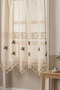 Rose Sprinkled with Rose Embroidery and Cross Stitch, Authentic Lace Detailed Cotton Decorative Curtain