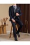 Slim Fit Men's Pointed Collar Jacket Vest Pants Combination Suit Navy Blue T20154-02 - 5
