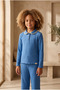 Girl's Blue Harmony Ribbed Pajama Set Blue - 3