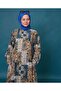Authentic Pattern Long-Sleeved Buttoned Plus Size Viscose Dress