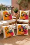 Flowers in a Vase Patterned 4-Piece Throw Pillow Cover Set - 2