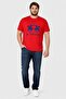 Men Crew Neck Short Sleeve Brand Logo T-Shirt, Red - 2