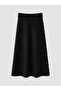 Black A-Line Knit Skirt with Elastic Waistband - 6