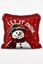 Christmas Themed Red Snowman and Deer Patterned 4-Piece Fringed Throw Pillow Cover Set - 3
