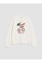 Lcw Kids Ecru Crew Neck Printed Girls' 2-Piece Sweatshirt - 2