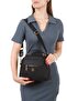 Women's Three Compartment Black Cross Strap Hand and Shoulder Bag