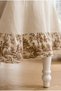 Brown Linen French Country Patterned Ruffled Tablecloth Vintage Bohemian Decorative Living Room and Kitchen Coverlet - 3
