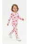 Girls' Pajama Set Heart Patterned Ribbed Long Sleeve Blouse Leggings Pants Pink