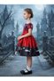 Girls Halloween Print Off-Shoulder Costume Dress – Red & Black Witch Party Dress - 2