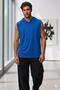 Men's Cobalt Blue Hooded Sleeveless Plain Undershirt