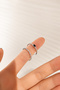 Silver Color Black Heart and Stone 2-Piece Women's Ring Set - 5