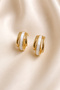 Gold Color Detailed Triple Look Hoop Women's Earrings - 2