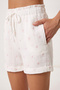 Embroidered Muslin Shirt Shorts Set Lax0014 White Pink - 7