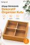 Wooden Look Decorative Organizer Box with 4 Compartments and Lid for Jewelry, Cosmetics, Cookies, Dry Fruits Organizer
