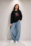 Women's Akoe Bird Printed Comfortable Fit Crew Neck Black Sweatshirt - 3