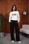 Women's Wild Flower Written Graphic Printed Comfortable Fit Crew Neck White Sweatshirt - 2